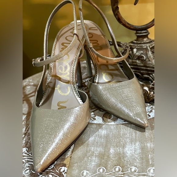 EUC Sam Edelman “Ayla” Champagne Patent Leather Pumps In Champagne Color Size 10 - Picture 5 of 16